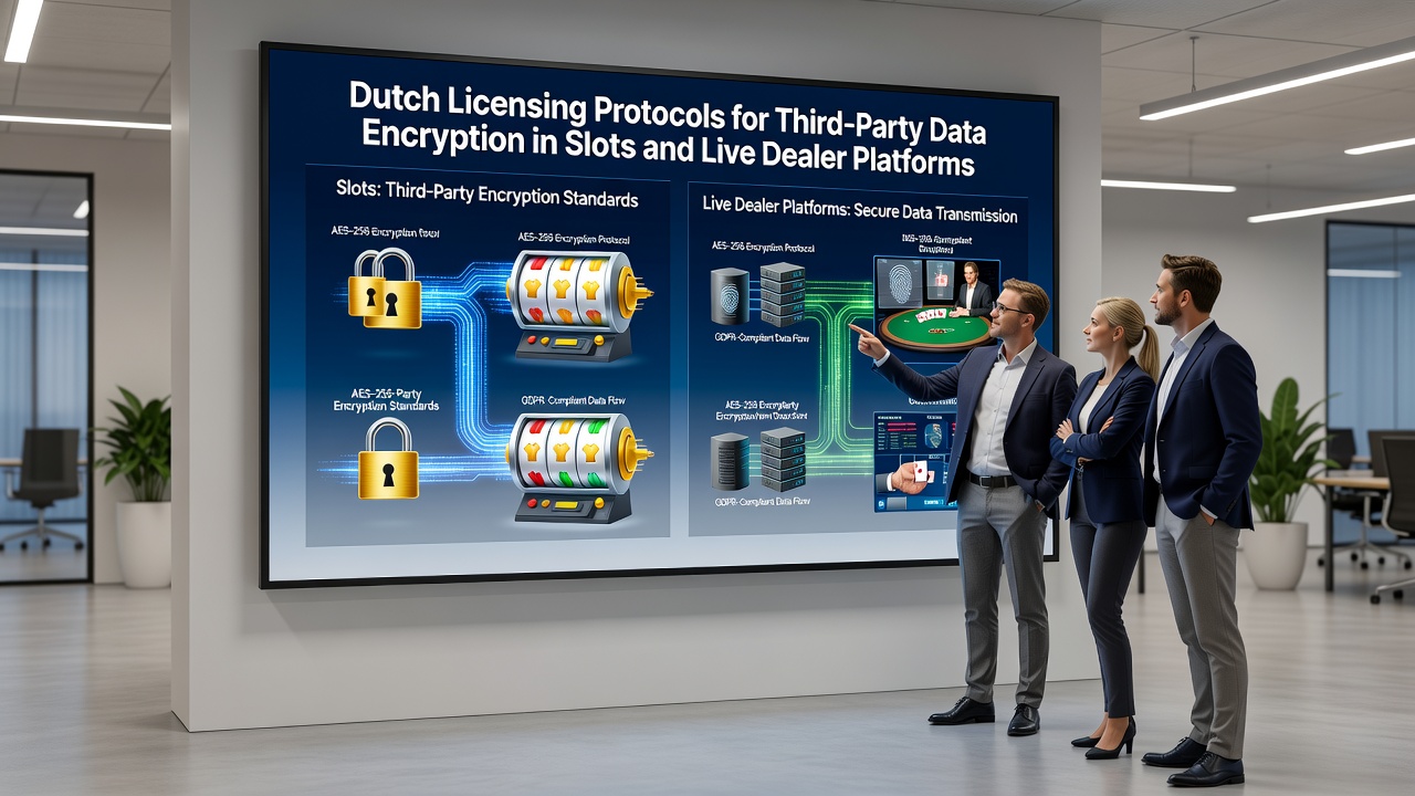 Diagram van data-encryptie stromen in live dealer en slot systemen
