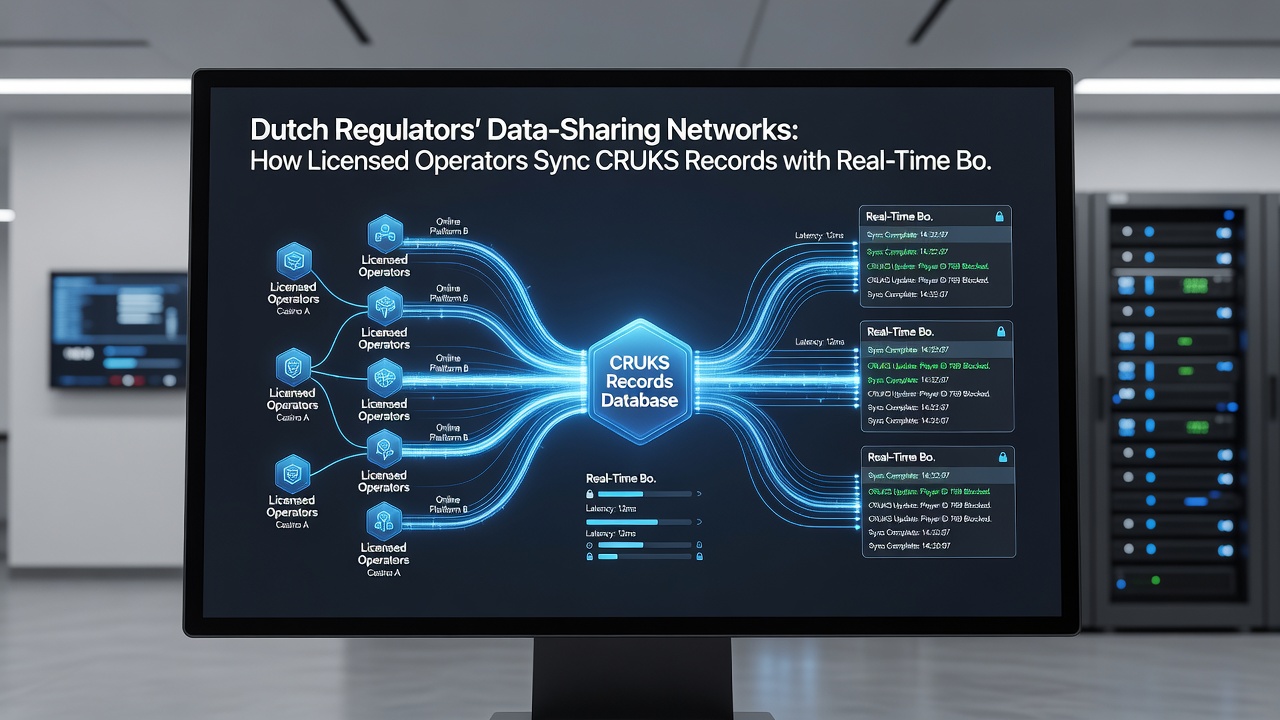 Realtime dashboard van een Nederlandse operator die CRUKS-records synchroniseert met bonus- en sessiecontroles