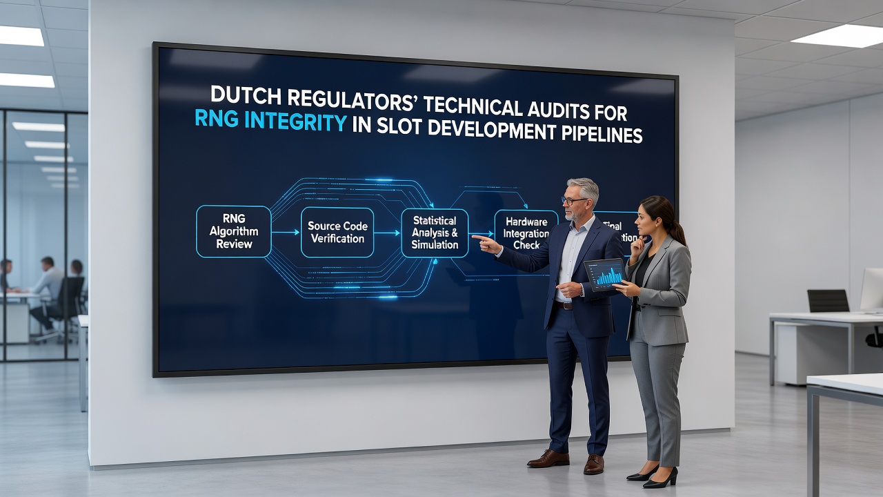 KSA inspecteurs voeren technische controles uit op RNG-systemen tijdens een audit in een slotontwikkelingsfaciliteit