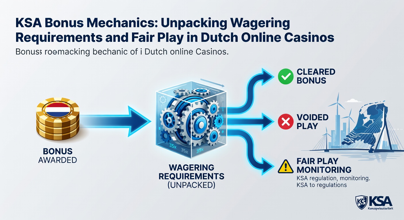 Grafiek met voorbeelden van KSA-goedgekeurde bonusstructuren in Nederlandse online casino's, inclusief wagering multipliers en uitbetalingsvoorwaarden