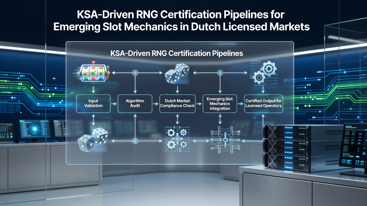 Diagram van RNG-certificeringspipeline onder KSA-toezicht voor innovatieve slotmechanismen