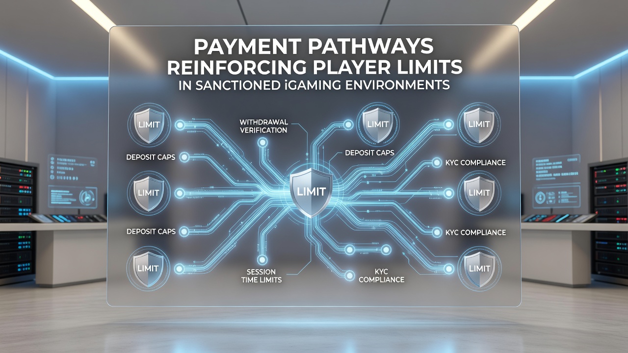 Diagram van geïntegreerde betalingssystemen die realtime limietcontroles uitvoeren in Nederlandse iGaming-platforms