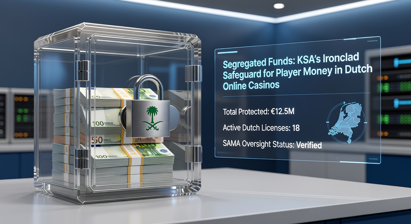 Grafische weergave van gesegregeerde rekeningen die spelersgeld beschermen in Nederlandse online casinos onder KSA-toezicht