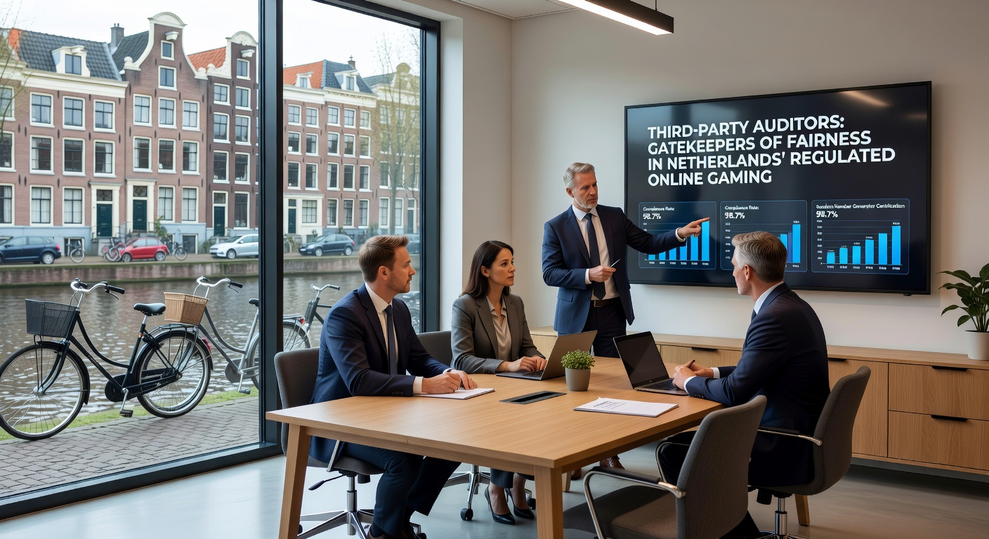 Grafiek met RTP-statistieken en auditor-certificaten, illustrerend de transparantie in Nederlandse online gaming audits