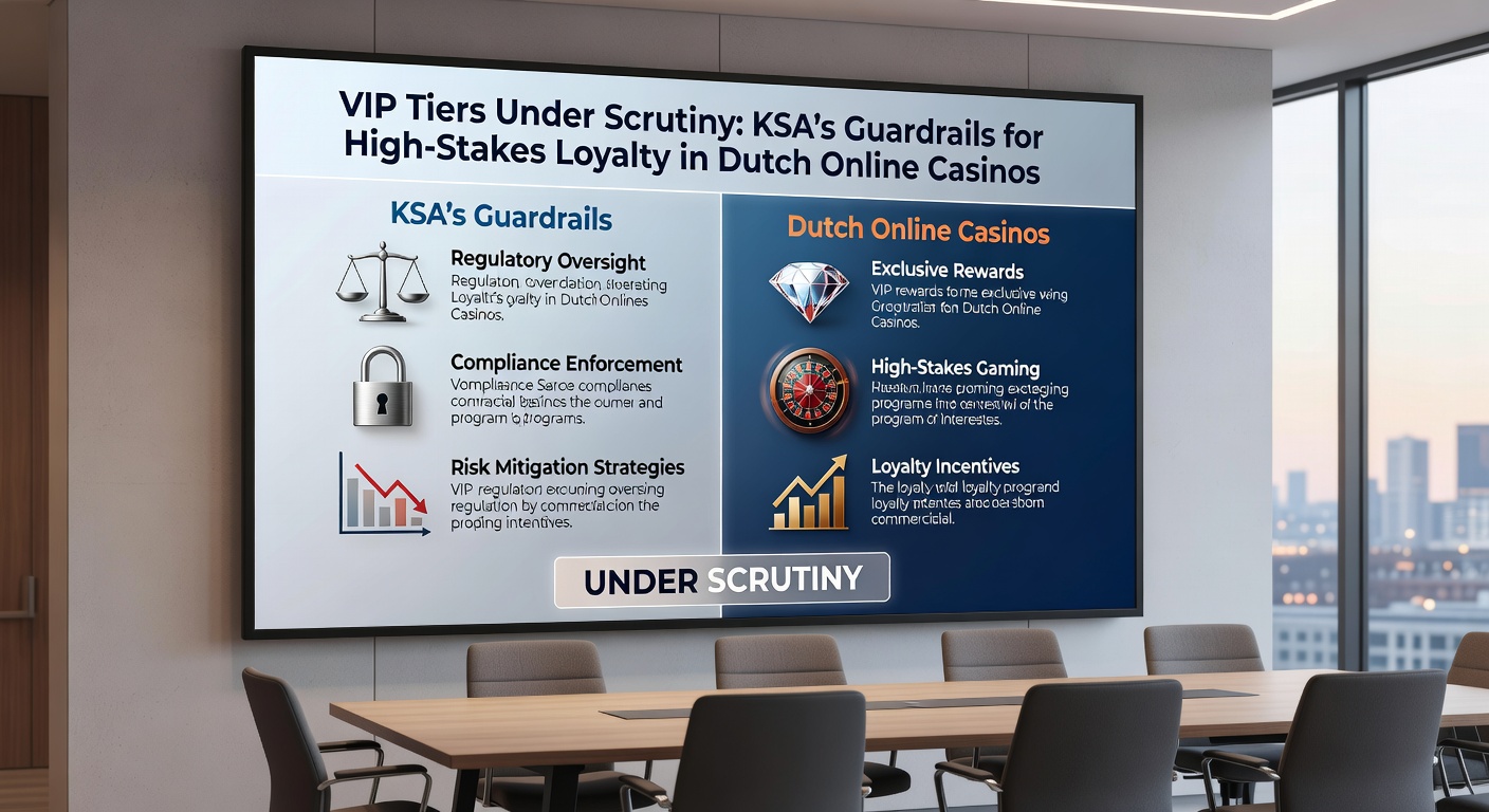 VIP-lounge in een online casino met waarschuwingsborden en KSA-compliance iconen, symboliserend streng toezicht op high-roller perks
